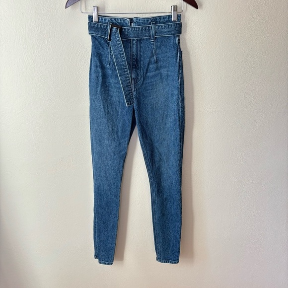 Reformation Kayo High & Skinny Jeans Stretch Denim Erie Wash Belted Womens Sz 23 - Picture 2 of 8